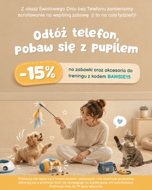 📵🐾 Twój pupil ma plan na Światowy Dzień bez Telefonu. I Ty jesteś w nim główną gwiazdą 🐾 

A my pomożemy Wam spędzić ten czas najlepiej, jak się da. 💛

Z kodem BAWSIE15 otrzymasz –15% na zabawki i akcesoria do treningu w PetBox.

Wędka z piórkami dla kota, który uwielbia dramatyczne skoki? Jest. Zabawka na przysmaki dla psa, który potrzebuje rozładować energię? Też jest. 🐶🐱

A to tylko początek - reszta czeka w sklepie.
🔗 Link w bio