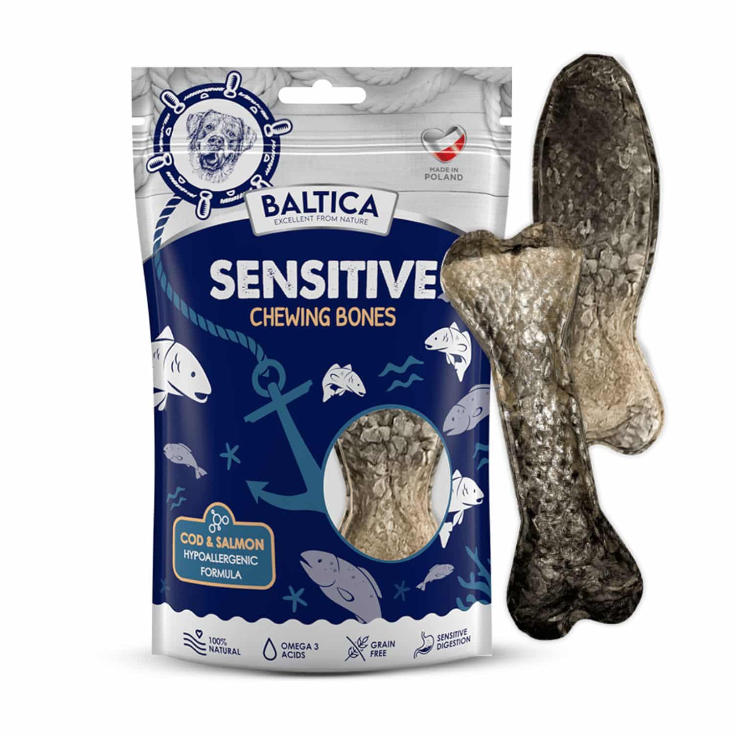 Baltica Bone Sensitive Cod & Salmon Rybne Gryzaki 2 szt. - obrazek 2