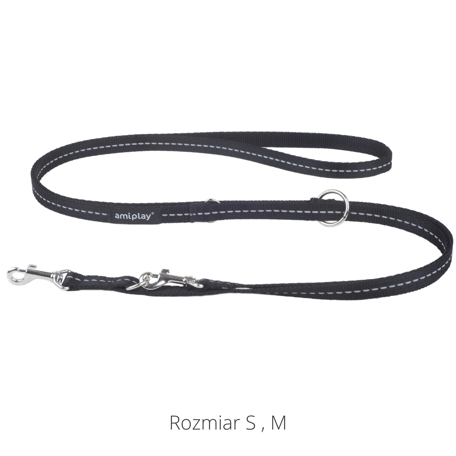 Amiplay Smycz 6 in 1 Reflective 1-2m Czarny - obrazek 3