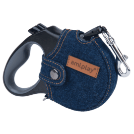 Amiplay Smycz Automatyczna Infini Denim Granatowy