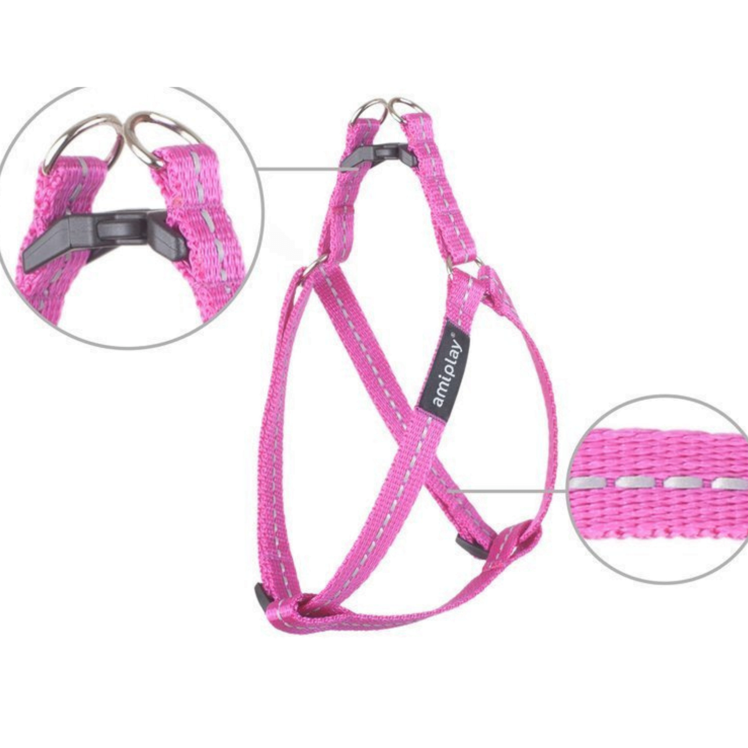 Amiplay Szelki regulowane Reflective Rożowy - obrazek 2