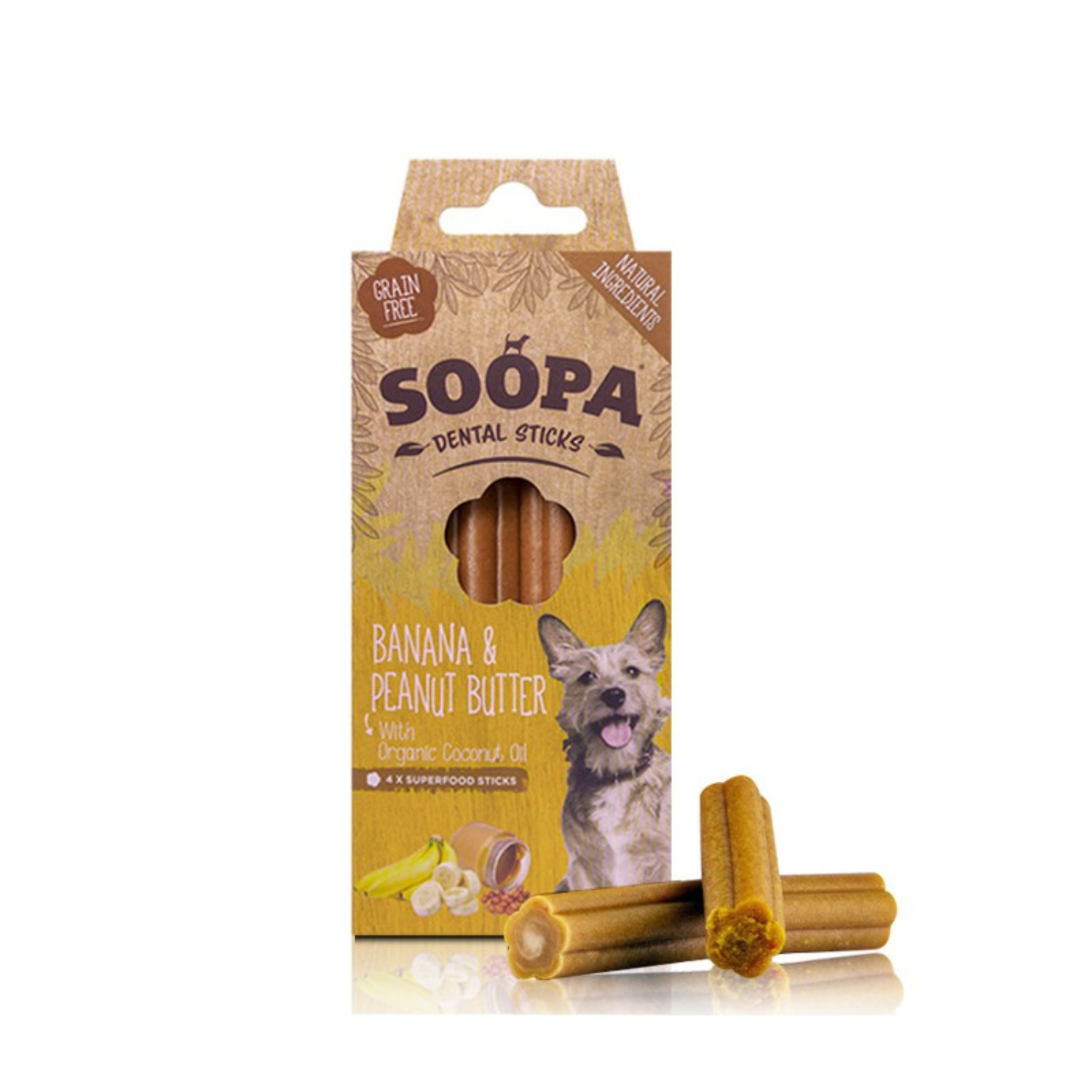 Soopa Dental Stick Banan i Masło Orzechowe 100g