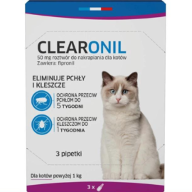 Clearonil Krople na kleszcze dla kotów 3 pipety