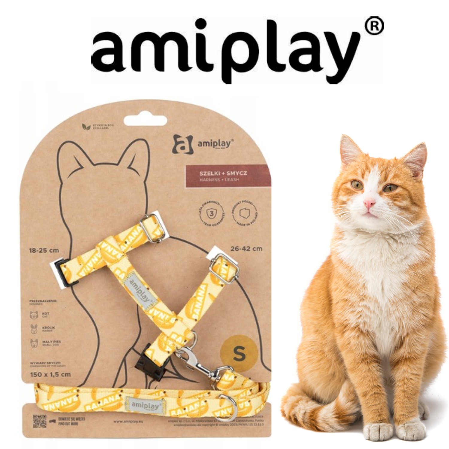 Amiplay Be Happy Szelki + Smycz Dla Kota Banana - obrazek 2