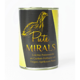 MIRALS Putenwürfel - delikatne kawałki indyka na sałatce z ogórka i roszponki z puree z fig i moreli