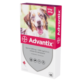 Bayer Advantix Spot-on 10-25 kg na kleszcze i pchły