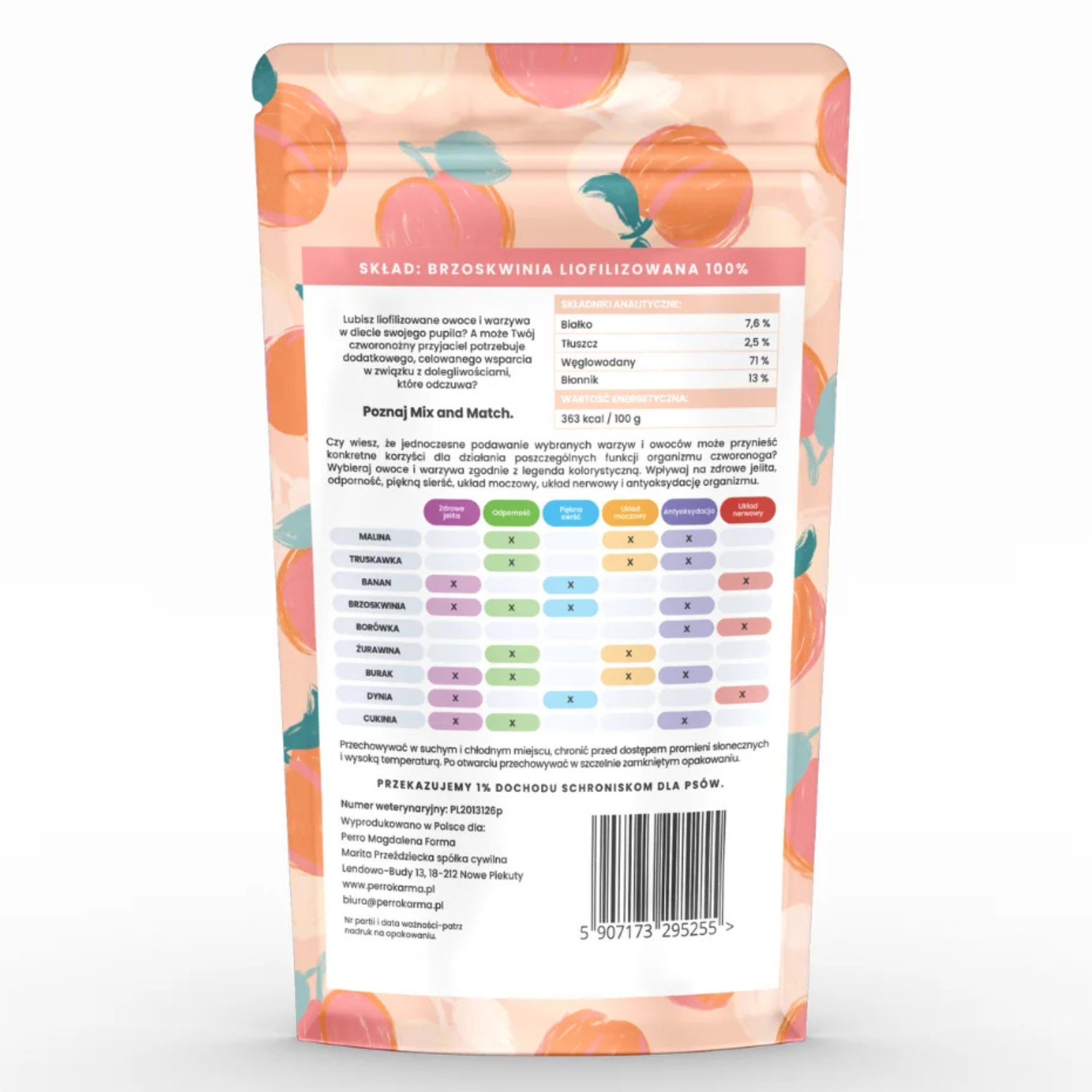 Perro MIX & MATCH Brzoskwinia Przysmaki Liofilizowane 15g - obrazek 2
