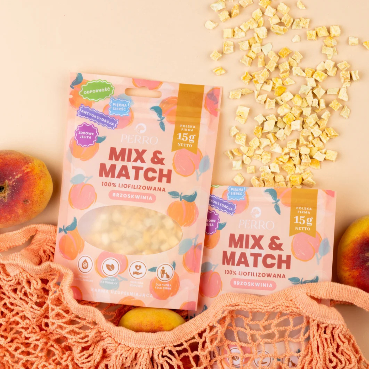 Perro MIX & MATCH Brzoskwinia Przysmaki Liofilizowane 15g - obrazek 3