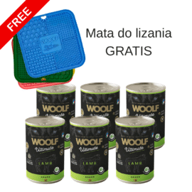 6x Woolf Ultimate Jagnięcina z Rozmarynem 400g + Mata do lizania gratis