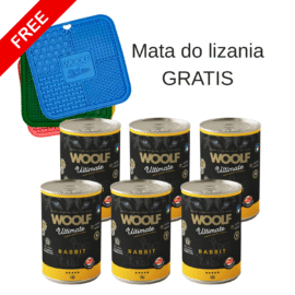 6x Woolf Ultimate Królik z Pomidorem 400g + Mata do lizania gratis
