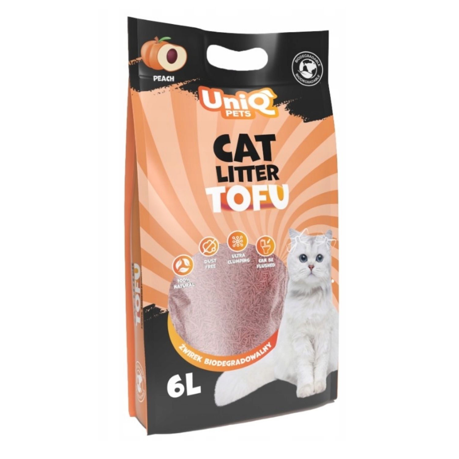 Żwirek Tofu Brzoskwinia 2,5 kg (6 L)- Biodegradowalny