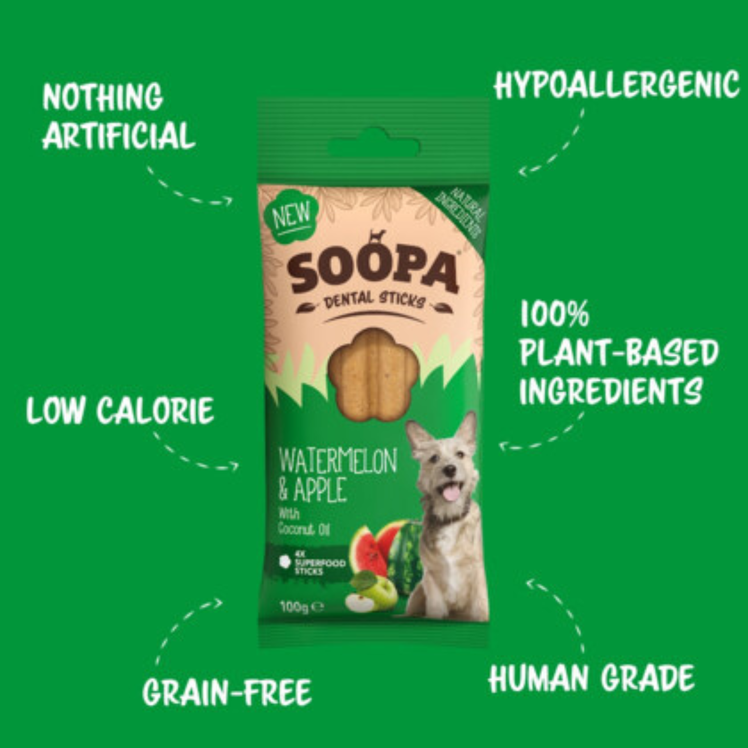 Soopa Dental Sticks Arbuz & Jabłko 100g - obrazek 2