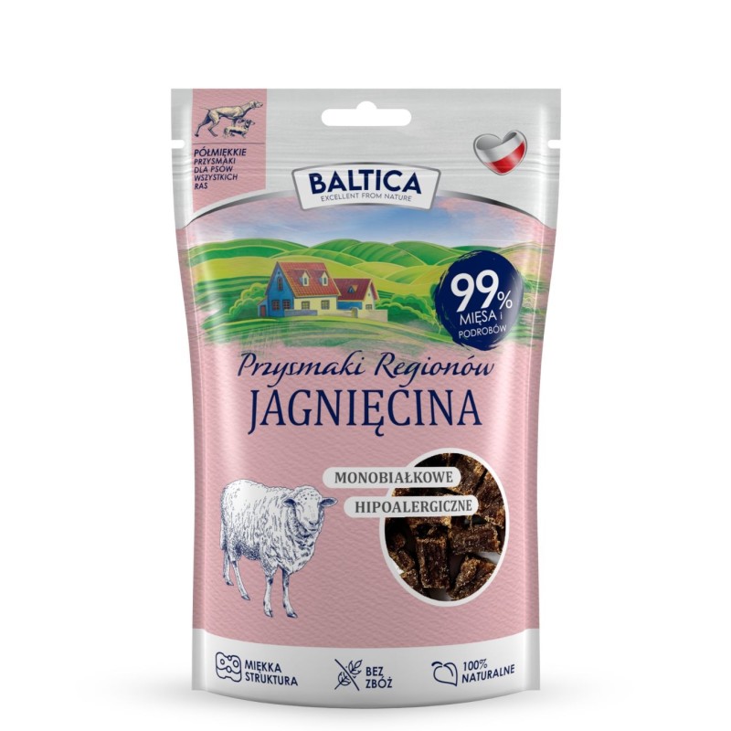 Baltica półmiękkie przysmaki jagnięcina 80 g – monobiałkowa nagroda treningowa dla psa