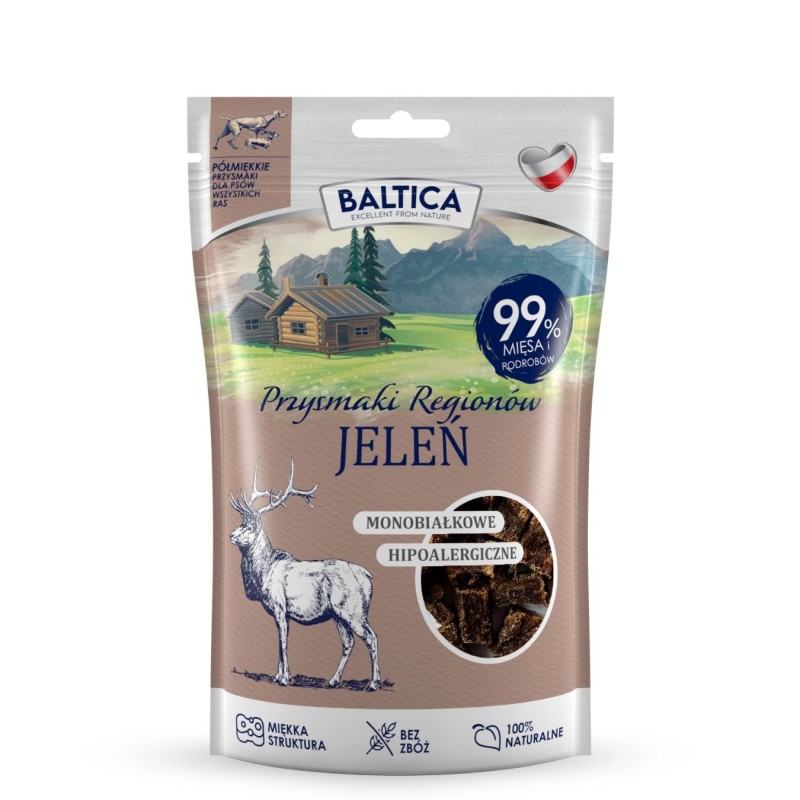 Baltica półmiękkie przysmaki jeleń 80 g – monobiałkowa nagroda treningowa dla psa