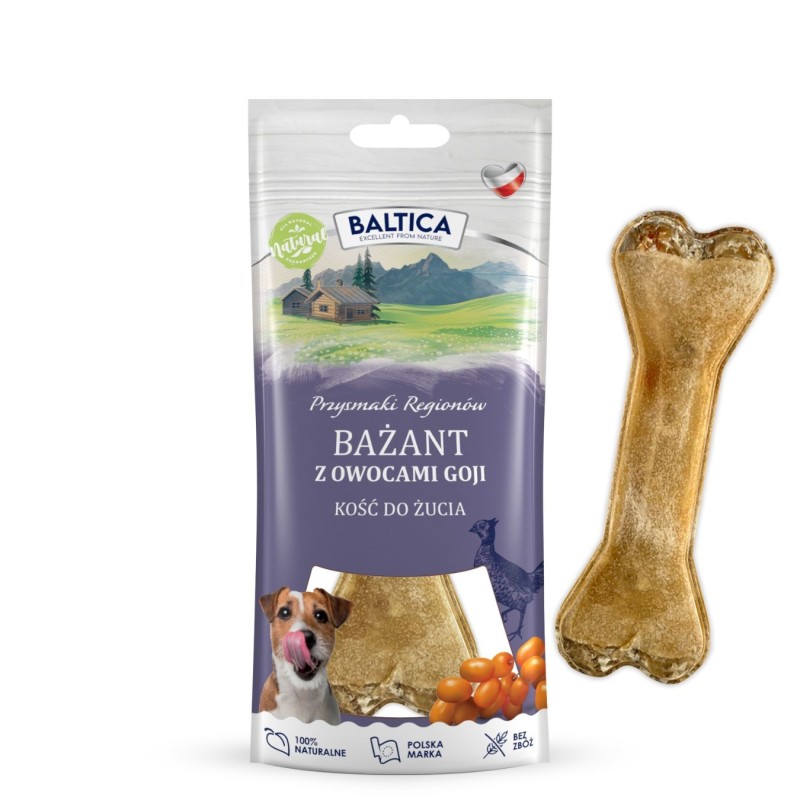 Baltica kość do żucia bażant z jagodami goji – naturalny gryzak dla psa
