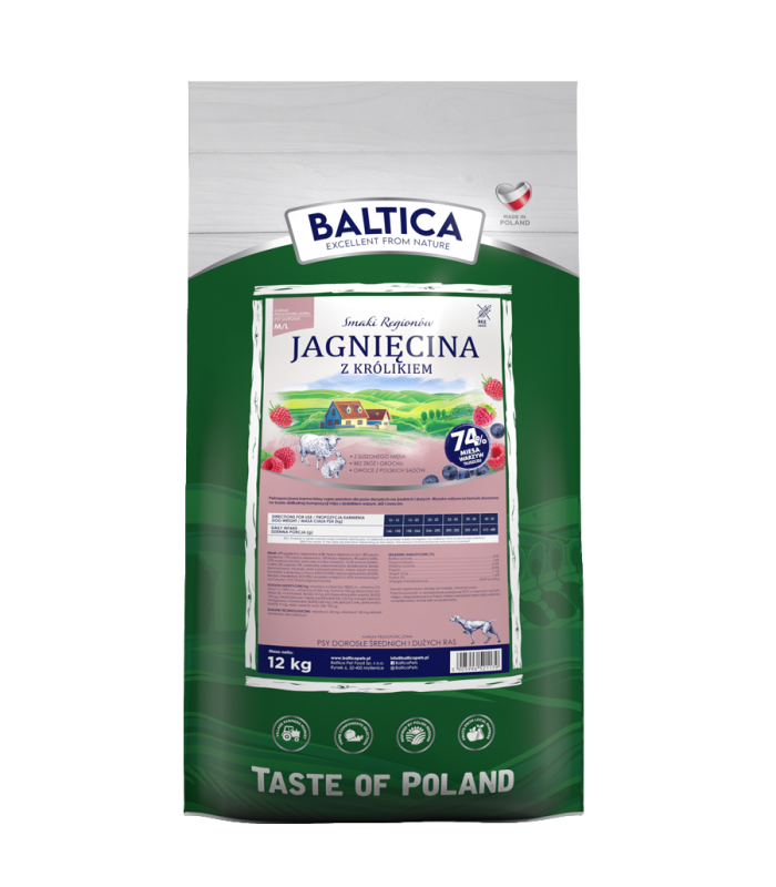 Baltica Jagnięcina z królikiem M/L – bezzbożowa sucha karma dla psów średnich i dużych ras