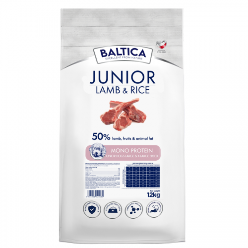 Baltica Nutraceutic Hypoallergenic Junior Lamb & Rice L/XL 12 kg – hipoalergiczna karma dla szczeniąt dużych ras