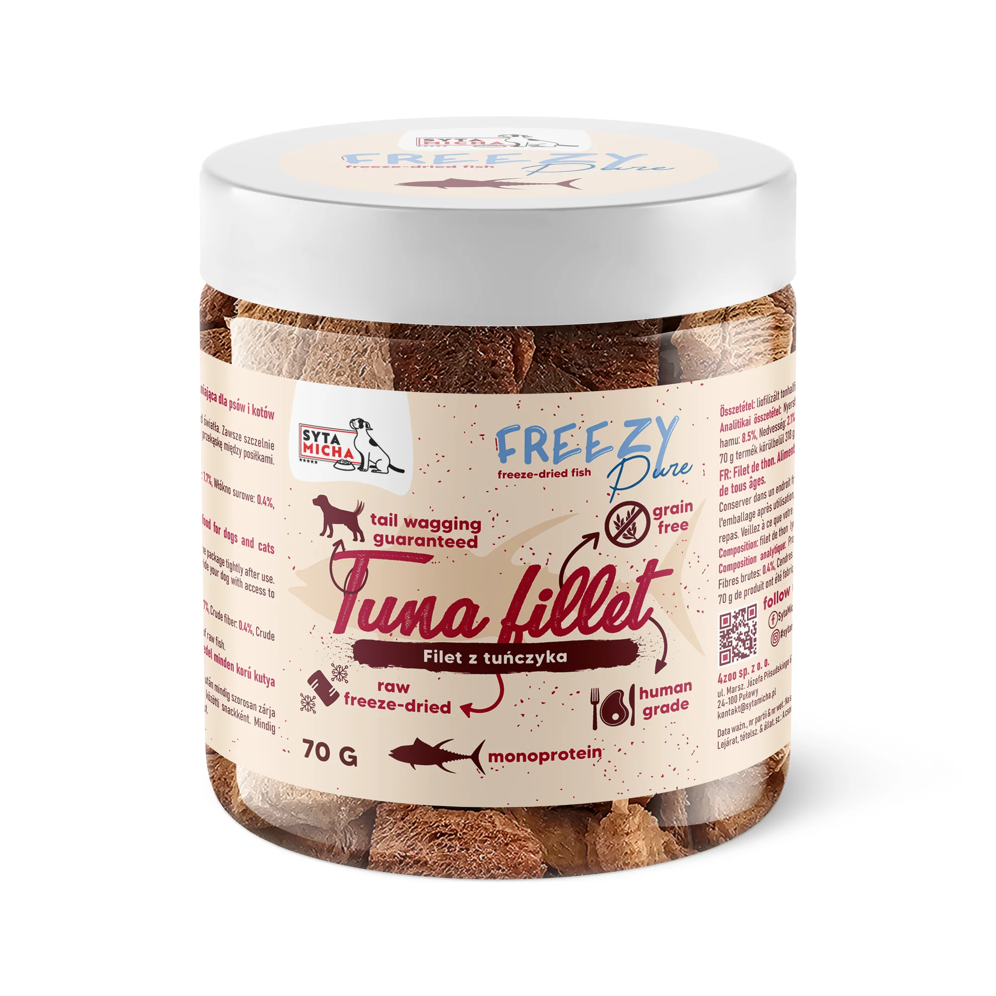 Syta Micha FREEZY Pure liofilizowany filet z tuńczyka dla psa 70 g
