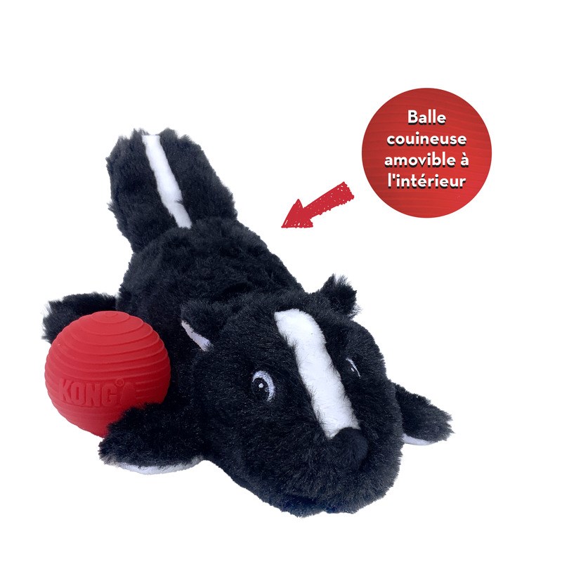 Kong Cozie Pocketz Skunk – pluszowa zabawka dla psa S